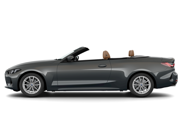 Grauer BMW 430 xDrive Cabrio von der Seite: eleganter, leistungsstarker Allrad-Convertible.